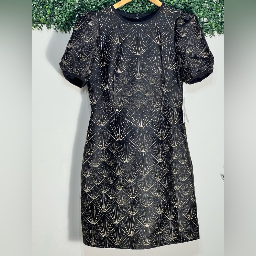 DKNY NWT Puff Sleeved Brocade-Texture Mini Dress Size 10
